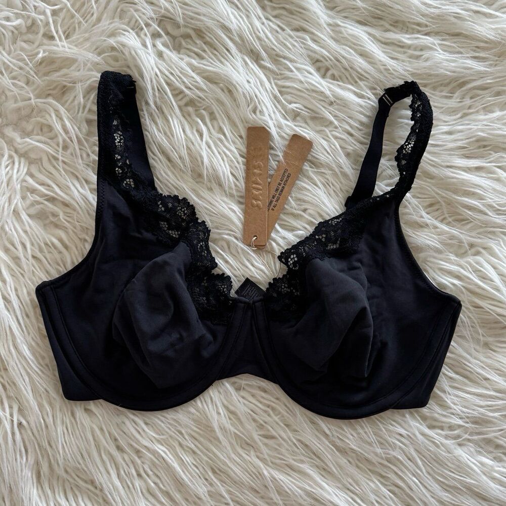Skims Fits Everybody Lace Unlined Full Coverage Bra Onyx Size 34D - Picture 2 of 7